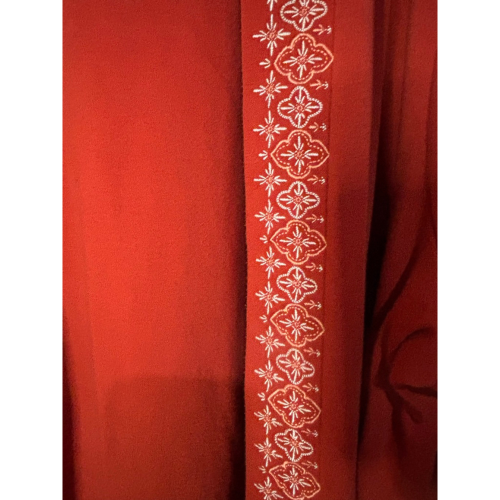 Women's Ultra Softs Burnt Orange & White Embroidered Open Front Cardigan 3X - Picture 2 of 4